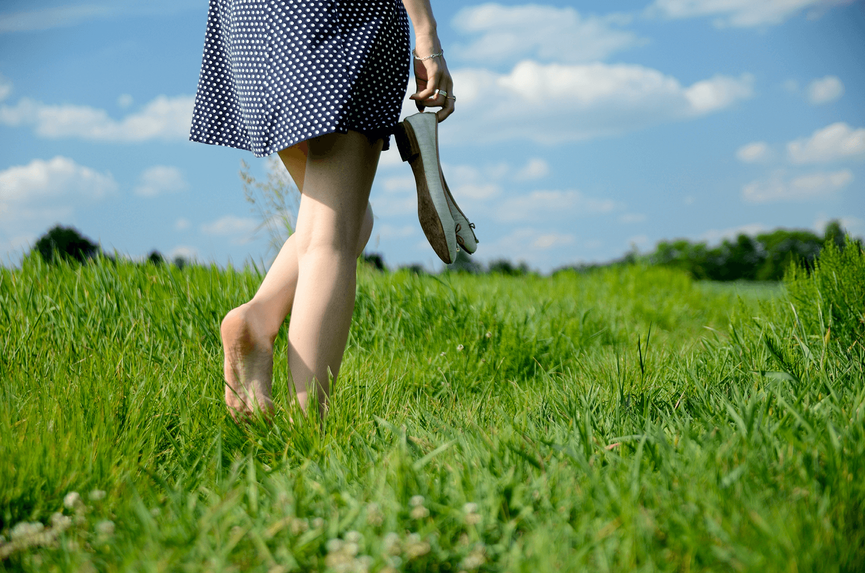 Camminando a piedi nudi sull'erba, in un rigenerante parco sensoriale |  Animali e Natura