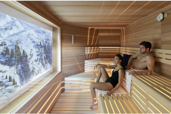 Sauna con maxi schermo