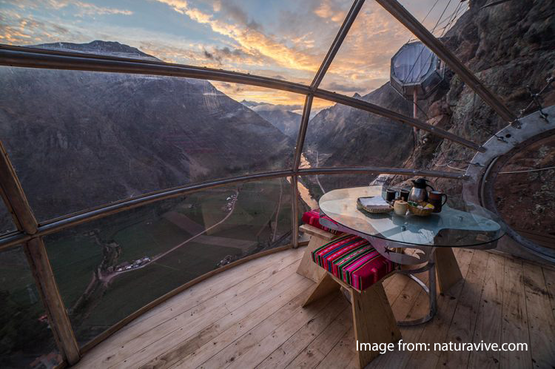 Un panorama sbalorditivo, sospesi sullo Skylodge Adventure Hotel