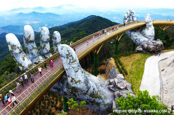 Il Golden Bridge Cau Vang, il ponte vietnamita sorretto da due mani giganti